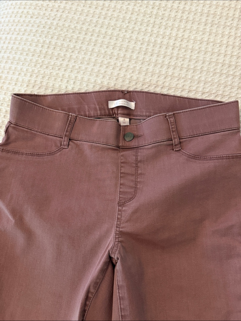 LC Lauren Conrad Slim Chinos in Mauve-Brown
